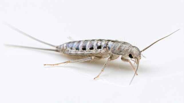 Closeup Long-Tailed Gray Silverfish Ctenolepisma Longicaud