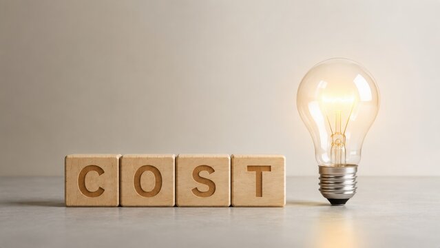 Light bulb and blocks spelling cost