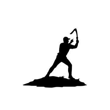 Axe throwing solid black silhouette character vector illustration logo symbol icon sign on white background design.