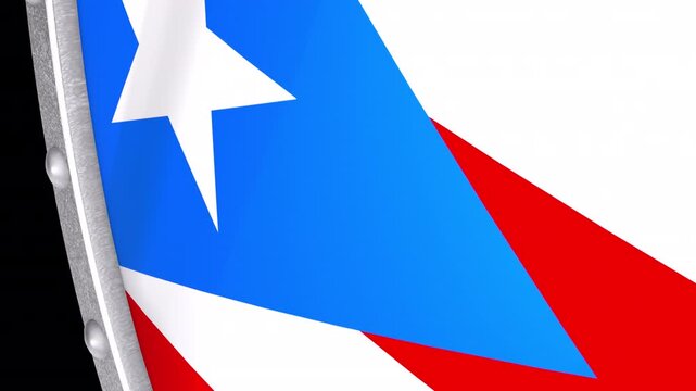 Metallic Shield Transitions with the Flag of Territory of Puerto Rico of United States of America