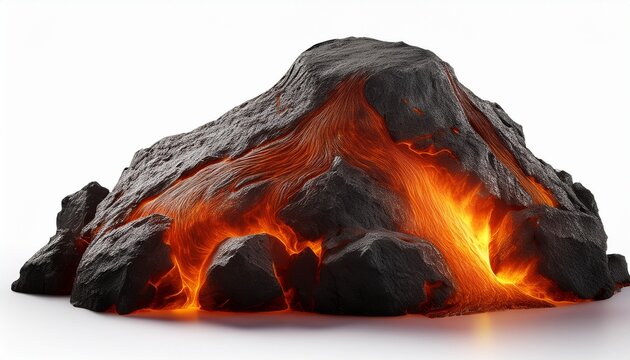 molten hot lava lava stone hyper realistic highly detailed isolated on white background