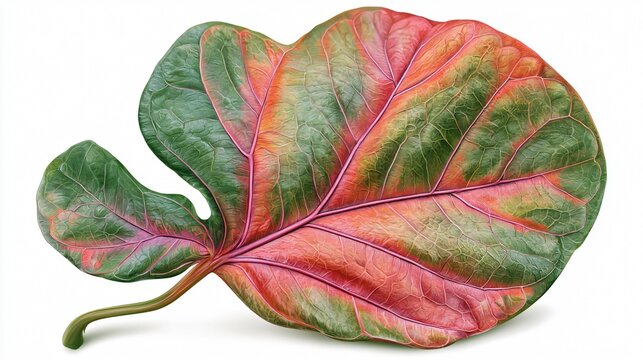 Closeup Isolated Sea Grape Plant Leaf on White Background for Stock Photos