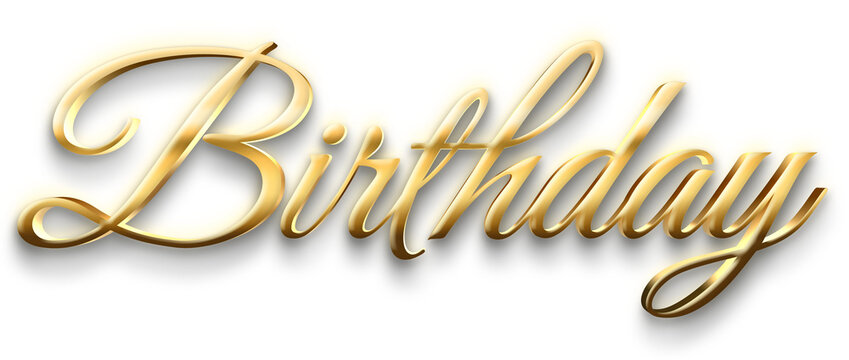 Golden 3d birthday text isolated on transparent background