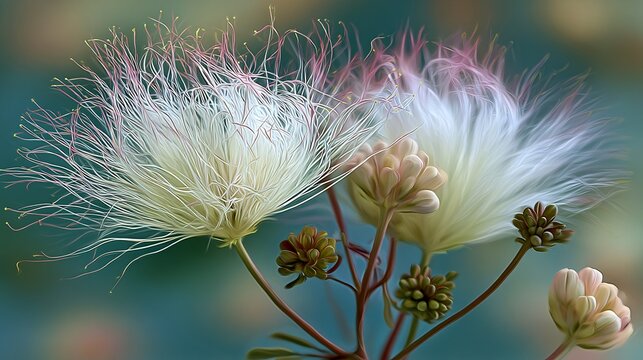 Soft Colours of White Stickpea Flower Calliandra haematocephala