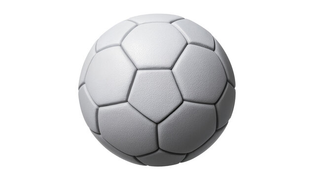 Isolated white textured soccer ball with classic pentagon and hexagon panels for sports game
