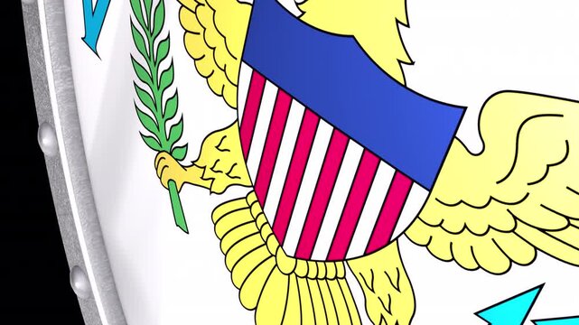 Metallic Shield Transitions with the Flag of Territory of United States Virgin Islands of United States of America