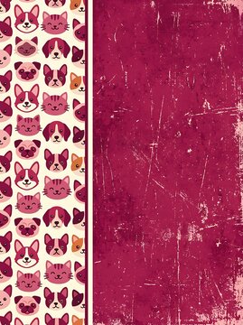 Dog-face pattern with distressed pink texture