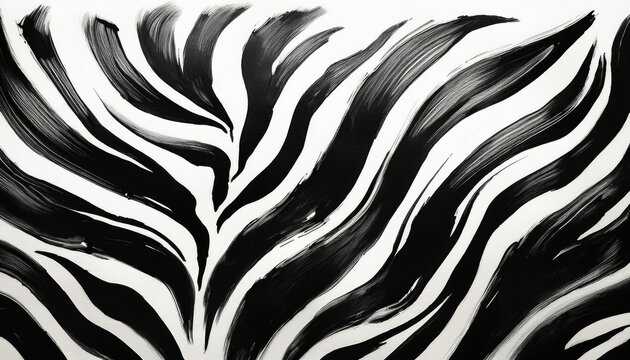 thick black watercolor brush strokes imitating zebra animal print