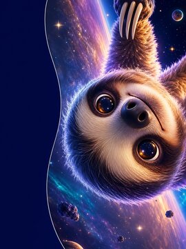 Space Sloth in a Colorful Galaxy