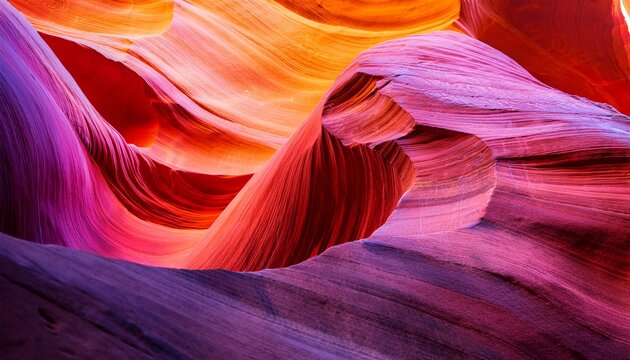 vibrant abstract canyon walls feature undulating patterns and colorful layers of orange purple red yellow and pink in a unique landscape formation natural magenta