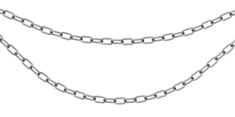 Metal chains hanging horizontally isolated on white background © Shawn Hempel