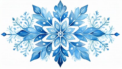 Fototapeta premium watercolor snowflake light blue isolated white background