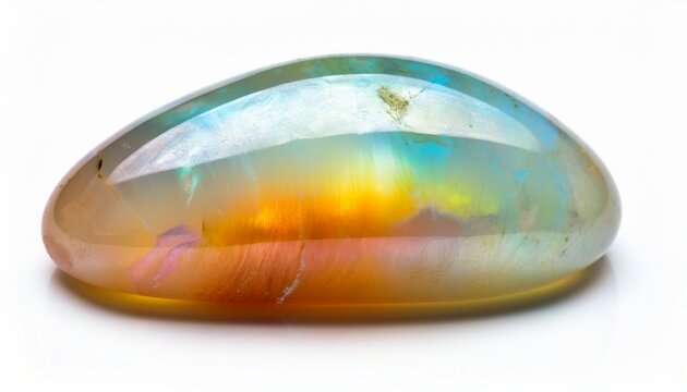 crystal gem opal moonstone polished tumbled photograph isolated white background