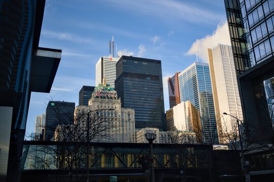 The BMO tower and Royal York hotel are framed by a station archway in Toronto, Canada, February 4, 2026