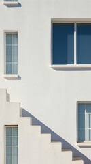 Obraz premium Windows of building wall architecture staircase.