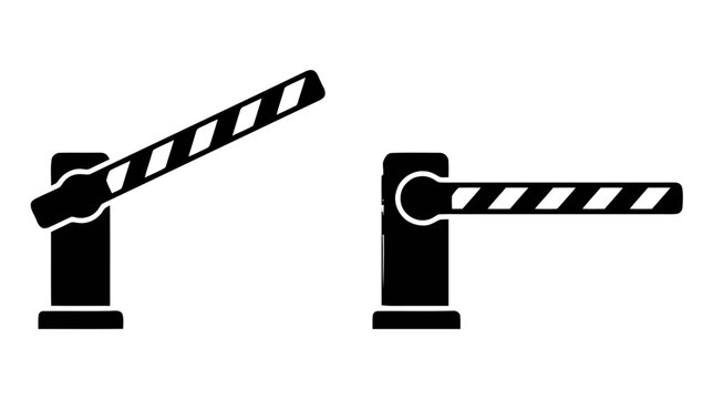 Vector illustration of road barrier gate open and closed positions vector icon on a transparent background