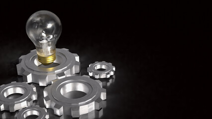 Innovative Light Bulb And Engineering Gear Concept 3d render. © niphon