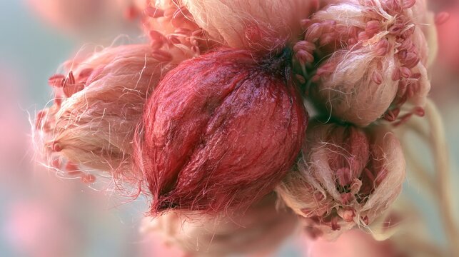 Vibrant Red Seed from Curled Dock Plant Close-Up