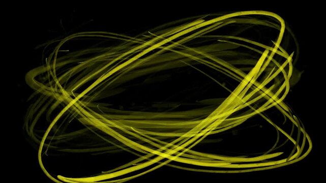 Fast rotating yellow lines on a black background. Dynamic stock animation for motion and energy overlay in Full HD.