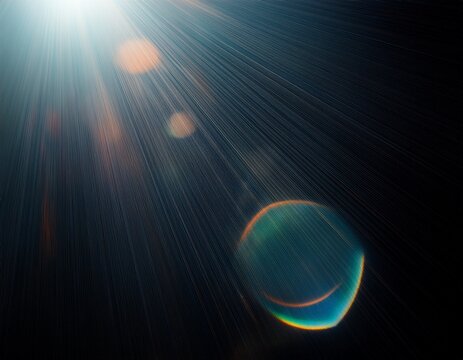 light lens flare overlay photo of sun ray diffraction with scratch dust and leaks holographic effect background