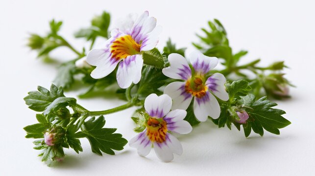 Gentle Eyebright Herb on White Background for Soft Colours