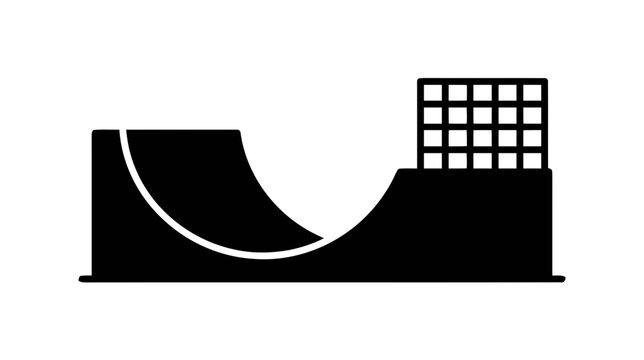 Vector illustration of skate ramp icon, vector illustration of a half pipe skate park element on a transparent background
