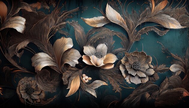 a textured abstract artistic composition featuring floral patterns and a dark grunge aesthetic