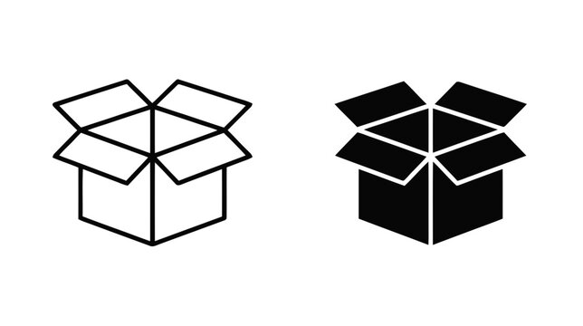Vector illustration of open cardboard box icon set, vector illustration on a transparent background