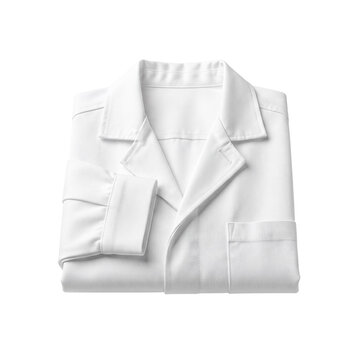 Folded professional white lab coat on transparent background.