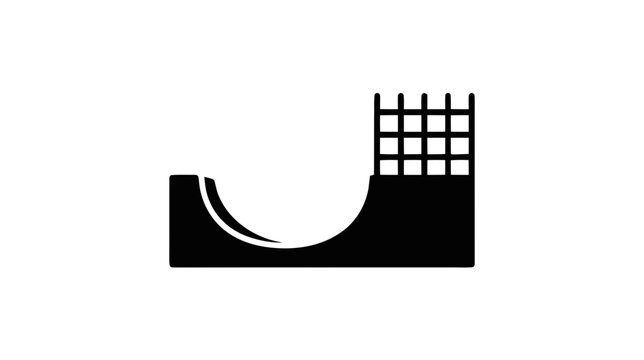 Vector illustration of skate ramp icon, half pipe vector illustration on a transparent background