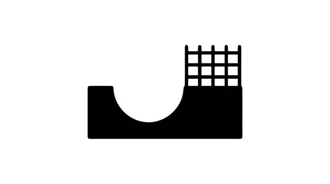 Vector illustration of skate park half pipe ramp icon on a transparent background