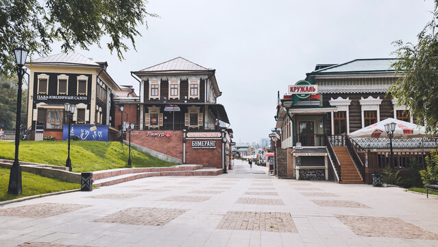 Irkutsk, Russia - August 21 , 2021: 130 Kvartal quarter Irkutsk