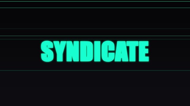 Syndicate neon glitch title animation with digital interference effects 4k