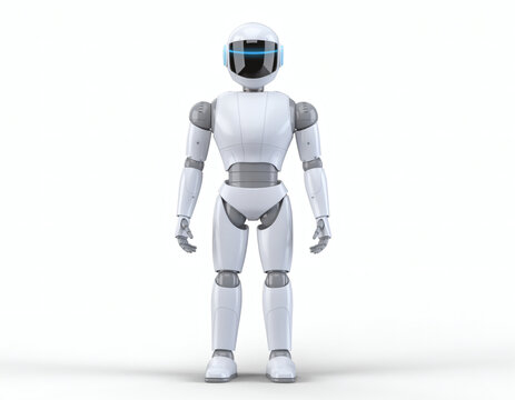White Humanoid AI Robot on Clean Background