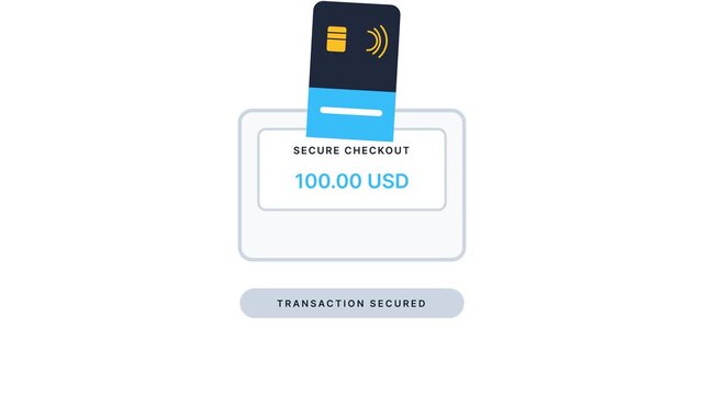 Animated UI UX design showing secure credit card payment transaction flow.