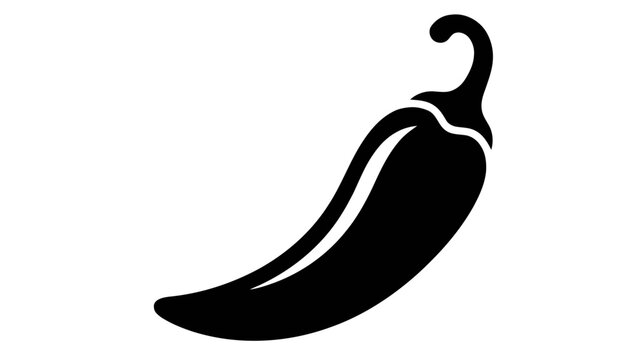Vector illustration of black silhouette of a chili pepper icon on a transparent background