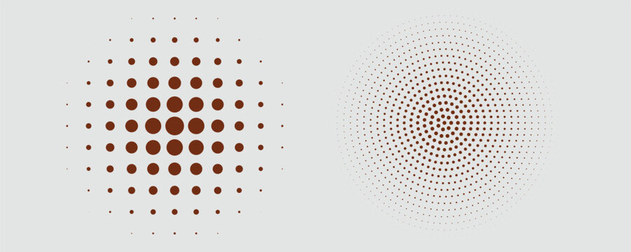 Set of halftone circles. Vector illustration.