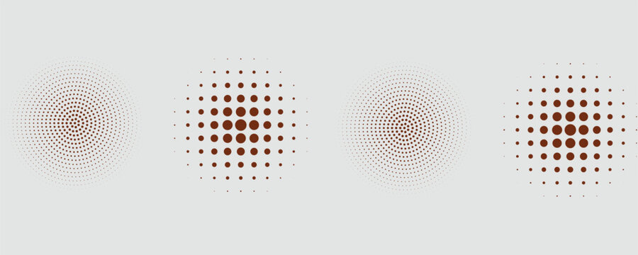 Set of halftone circles. Vector illustration.