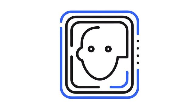 Animated Face Recognition Scan Icon Draw Animation Alpha Channel 4K