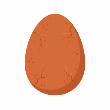Cracked brown egg, broken shell, flat design, vector illustration