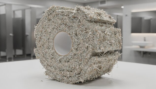 Medium shot emphasizing a jumbo tissue core with enhanced selfdispersing material demonstrating bulk usage and smoother plumbing passage for highdemand bathrooms.