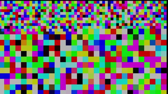 Random abstract 8 bit Rgb pixel noise texture background animation. abstract background with squares. animation of colorful mosaic pattern, 8 bit pixel and 4k video 