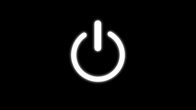 Power Button on Black Background - A close-up shot of a green neon power button symbol. The power button glows brightly against a stark black background,