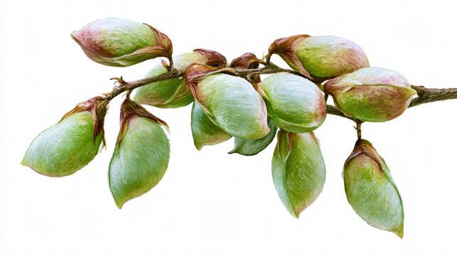 Creeping Beggarweed Plant with Desmodium Incanum Unripe Seed on White Background