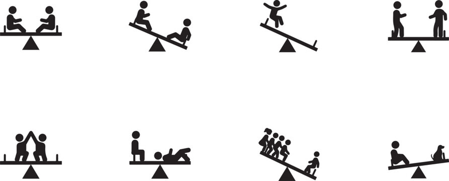 Seesaw icon silhouette vector designs. solid icon vector
