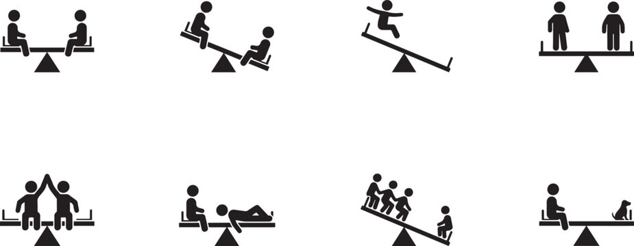 Seesaw icon silhouette vector designs. solid icon vector