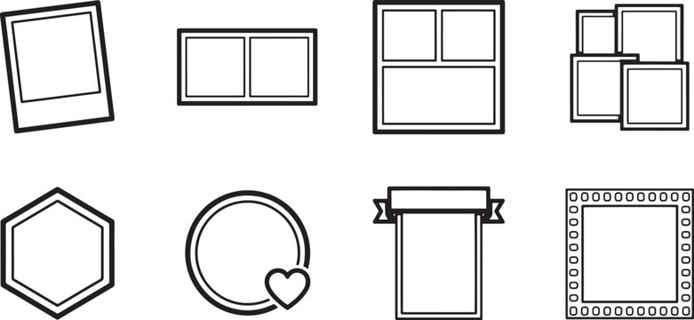 Set of photo collage template for display. Collage frame pictures or photos. solid icon vector