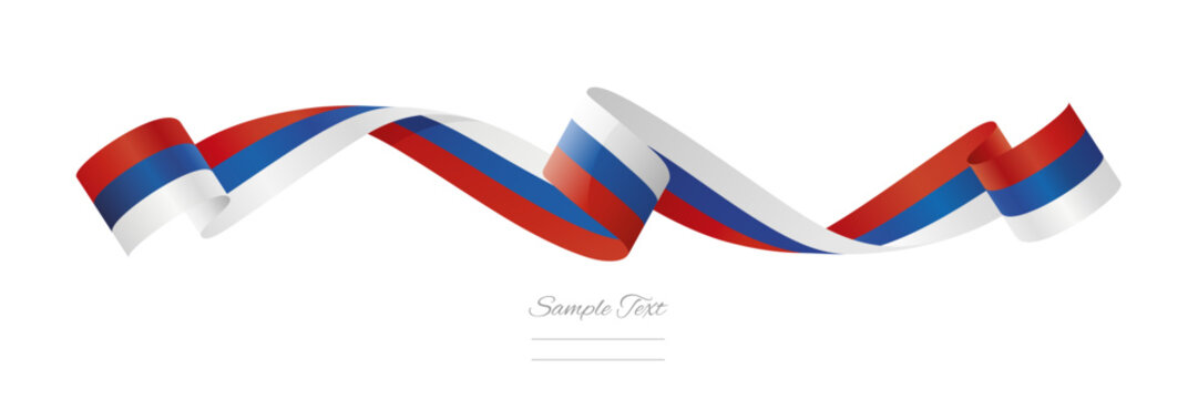 Russia new abstract flag ribbon vector illustration. Waving patriotic Russian flag ribbon banner on white background