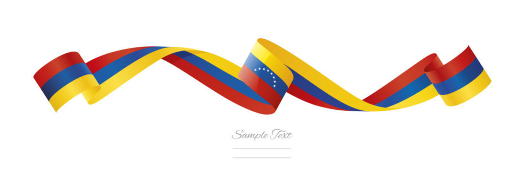 Venezuela new abstract flag ribbon vector illustration. Waving patriotic Venezuelan flag ribbon banner on white background