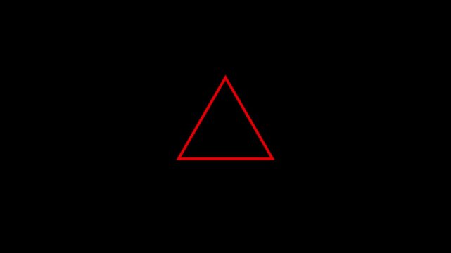 Flashing red exclamation mark warning sign inside triangle, flashing alert animation on black background